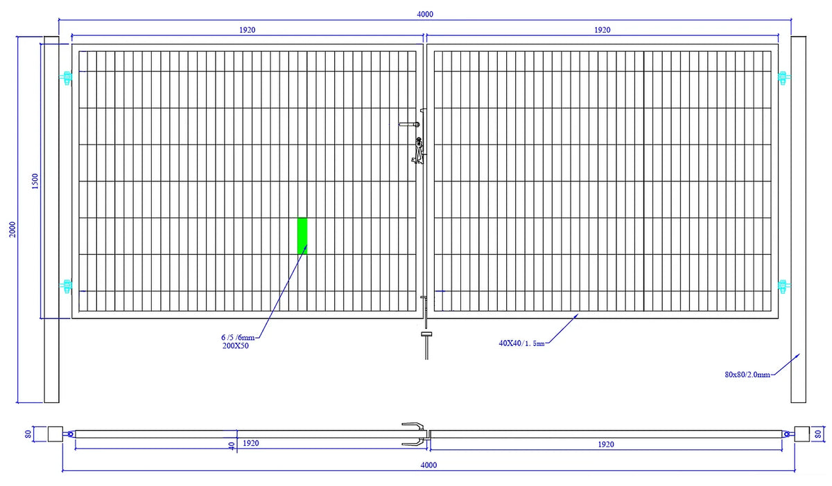 Gartentor Metall - 2‑flügelig - Doppelstab 6/5/6 SX PRO