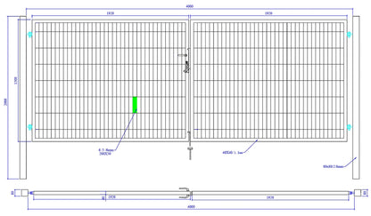 Gartentor Metall - 2‑flügelig - Doppelstab 6/5/6 SX PRO