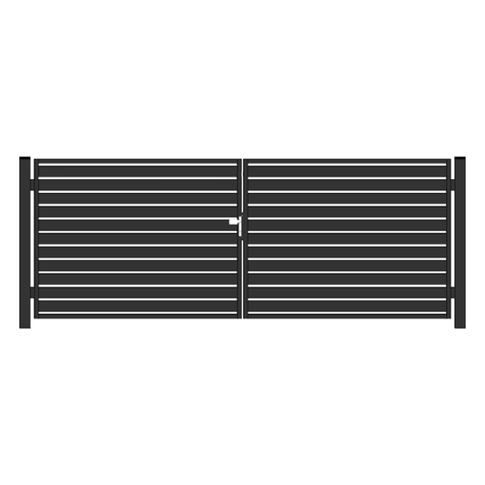 Gartentor Metall - 2‑flügelig - Lamellen Palisade