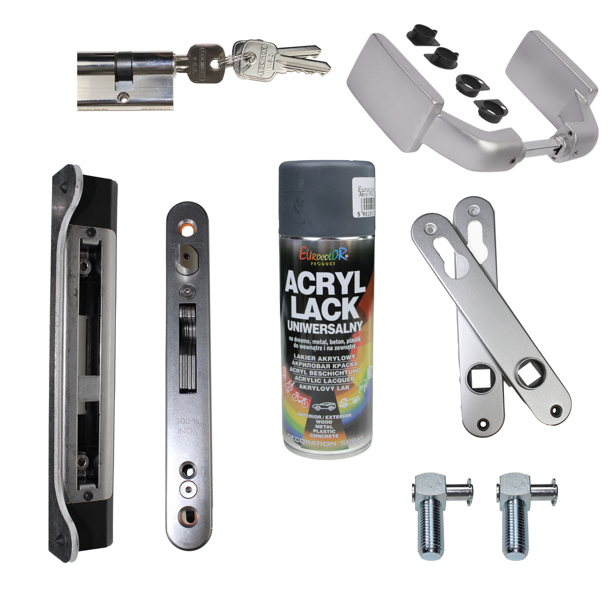 Komplettes Zubehör Set für Gartentuer aus Metall
